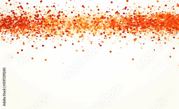 Fototapeta Small red and orange confetti particles flying in the air, white background, illustration style, jpg with transparent edges.