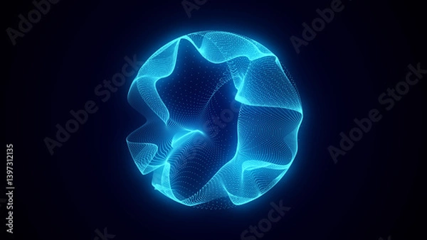 Obraz Sci-fi sphere with particles and lines. Concept network connection. Frame sphere. Abstract technology background. 3d rendering.