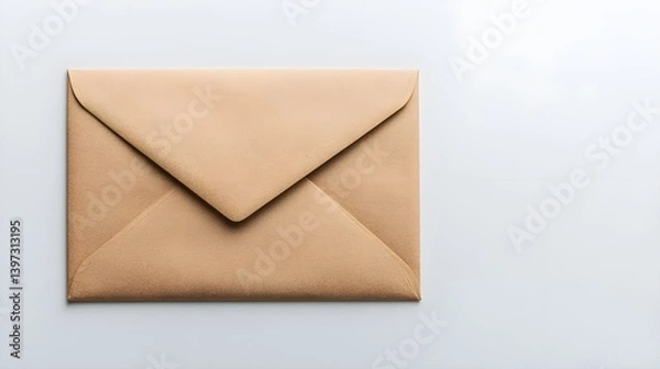Fototapeta Brown Envelope on White Background for Correspondence and Mailing