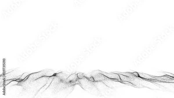 Obraz Digital technology wave. Light cyberspace with motion dots. Futuristic digital background artificial intelligence. Big data analytics. 3d rendering.