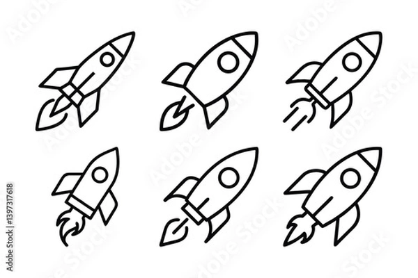 Fototapeta Spaceship icon in flat design. Vector illustration.