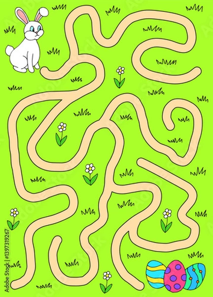 Obraz Easter maze graphic color sketch illustration vertical vector 