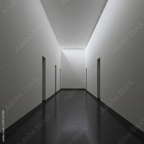 Fototapeta dark liminal space hallway, minimalistic interior design, 3d render 
