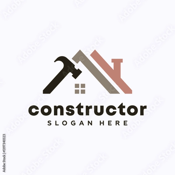 Obraz Home Construction Logo Design Template. House Building Store Logo Template