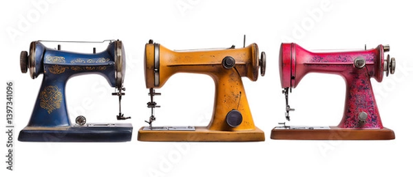 Fototapeta Pack of Sewing Machine Set Against Transparent Background for Craft or Tailoring Projects