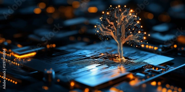 Fototapeta Artificial intelligence and ethics in society exploring technology's role in our future world