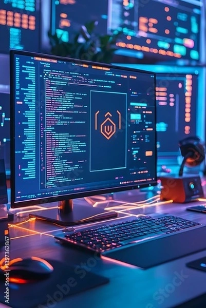 Obraz Cyber Security Desk Setup.