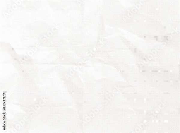 Fototapeta Wrinkled paper texture isolated on transparent background with copy space. Vector halftone gradient in beige color random dots pattern.