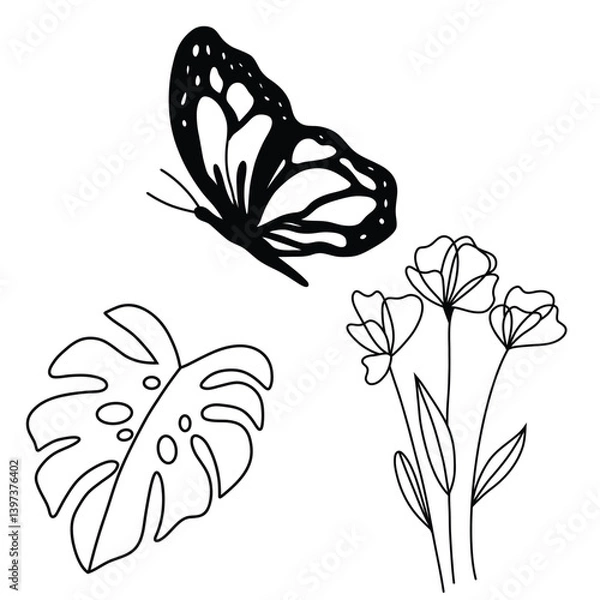 Obraz black and white butterfly