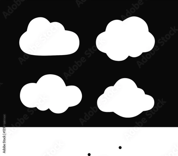 Fototapeta Set cloud white background icon vector,cloud white silhouette vector icon set,cloud vector icon set illustration 