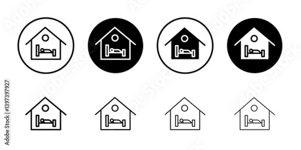 Fototapeta Accomodation icon Black and white outline vector