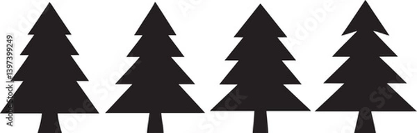 Fototapeta Simple Christmas Tree Silhouette Collection, vector illustration