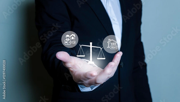 Fototapeta Real estate concept. The balance between renting or buying a house: the right decision. Buying or selling a home.
