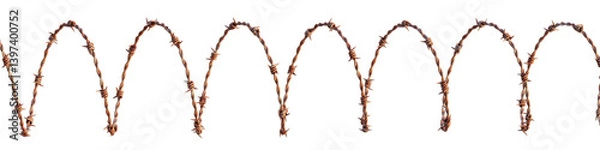 Obraz rusty barbed wire metal fence 3D rendering