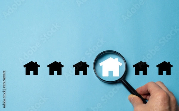Obraz Home search concept. Applying for a mortgage. Investing in real estate.