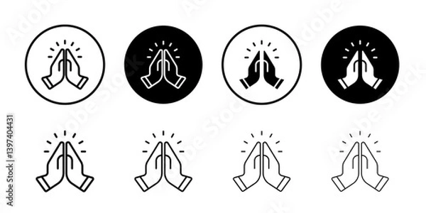 Obraz Pray icon (2) Black and white outline vector