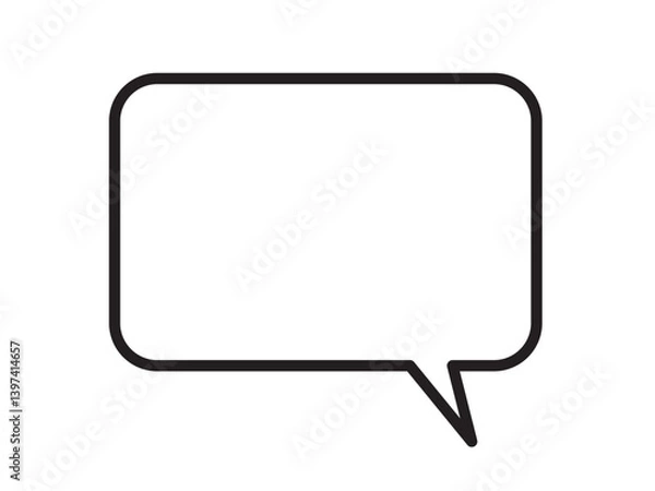 Obraz シンプルな黒の線で描いたモノクロの吹き出しアイコン