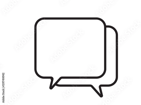Fototapeta シンプルな黒の線で描いたモノクロの吹き出しアイコン