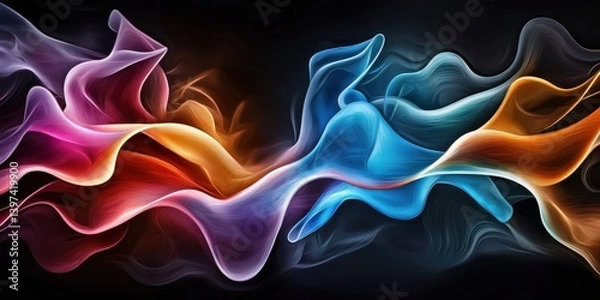 Obraz A vibrant abstract composition of flowing colors, blending smoothly into one another, creating a dynamic visual experience on a dark background.