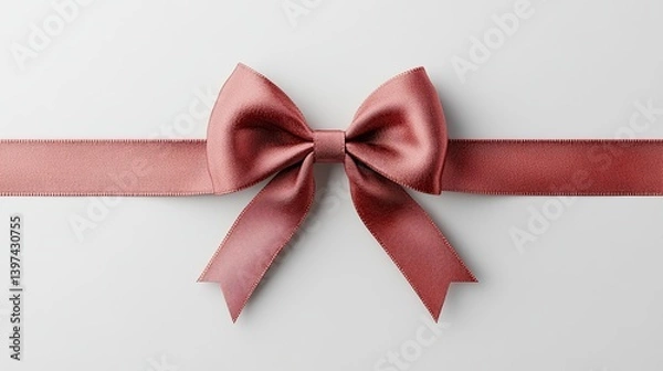 Fototapeta Red ribbon bow isolated on a transparent or white background. --