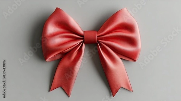 Fototapeta Red ribbon bow isolated on a transparent or white background. --