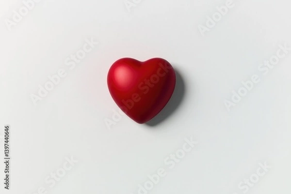 Fototapeta Bright red heart shape against minimalistic background exudes wa