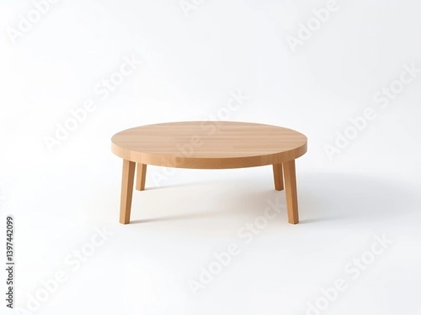 Fototapeta Modern Teak Round Dining Table Isolated on White Background