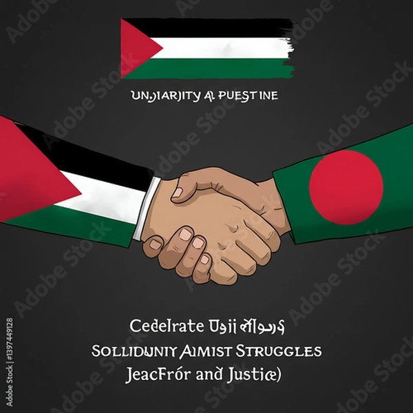 Obraz Palestine Bangladesh Solidarity Handshake Peace Unity Justice Graphic Design art hope flags image   