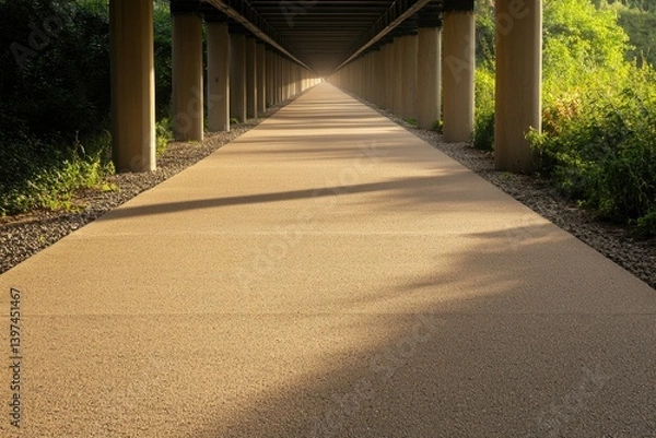 Obraz Pathway stretching into distance, surrounded by lush greenery an