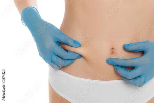 Obraz gruba kobieta na białym tle