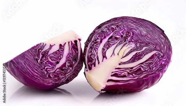 Fototapeta Red cabbage portion on white