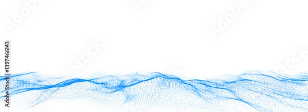 Fototapeta Futuristic technology wave. Digital cyberspace. Abstract vector wave with moving particles. Big data analytics.