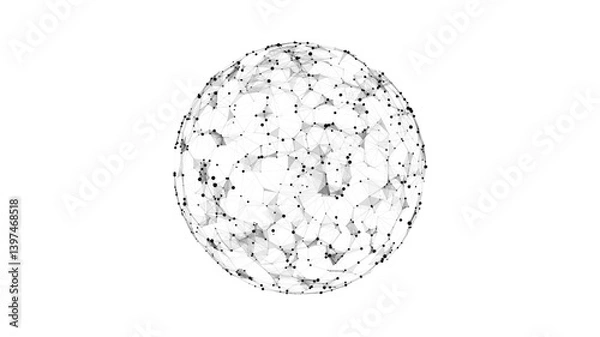 Fototapeta Vector futuristic white sphere of particles and lines. Network connection big data. Abstract technology background.