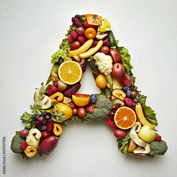 Obraz Alphabet letter A made with fruit and vegetables