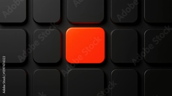 Obraz Abstract minimalistic design: vibrant orange rounded square on dark grey backdrop, perfect for modern presentations