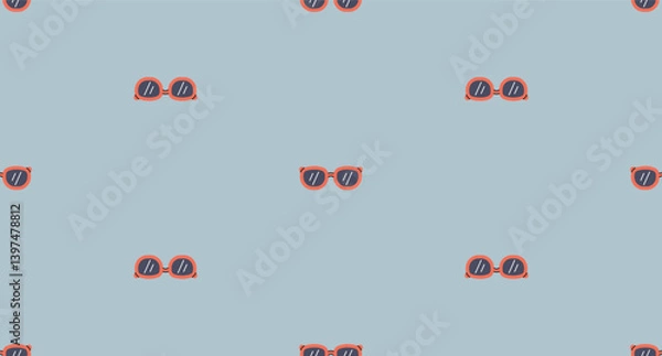 Obraz Seamless horizontal pattern with cute hand drawn sunglasses. A vector doodle summer repeat pattern for decoration, print