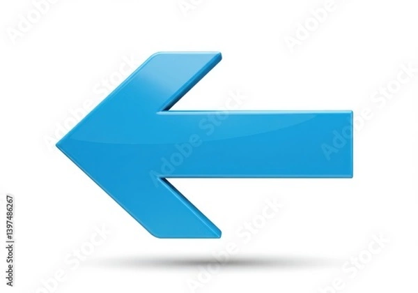 Fototapeta A shiny blue arrow pointing towards the left direction