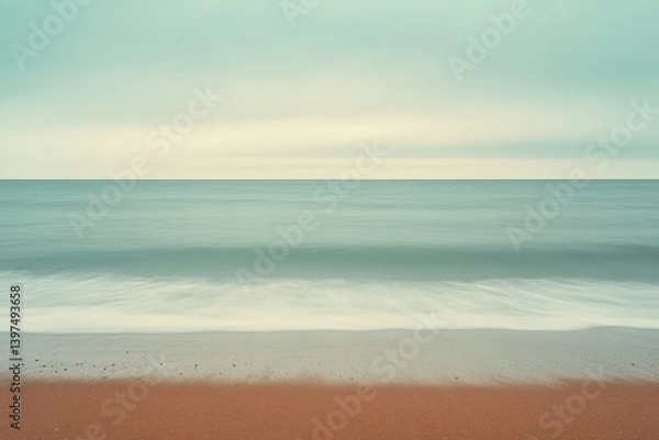 Obraz A serene seascape with soft waves caressing the shore under a pastel sky.