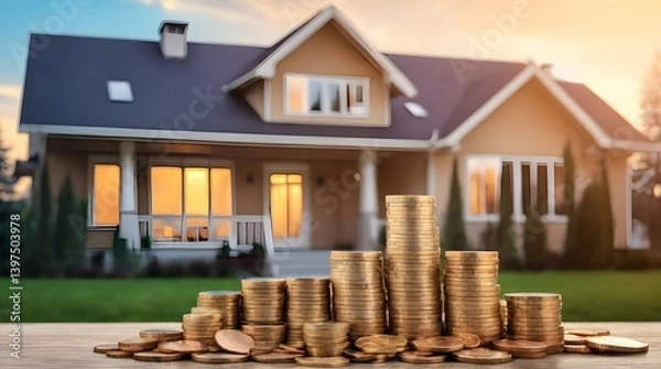 Fototapeta Stacks of coins on the background.generative.ai