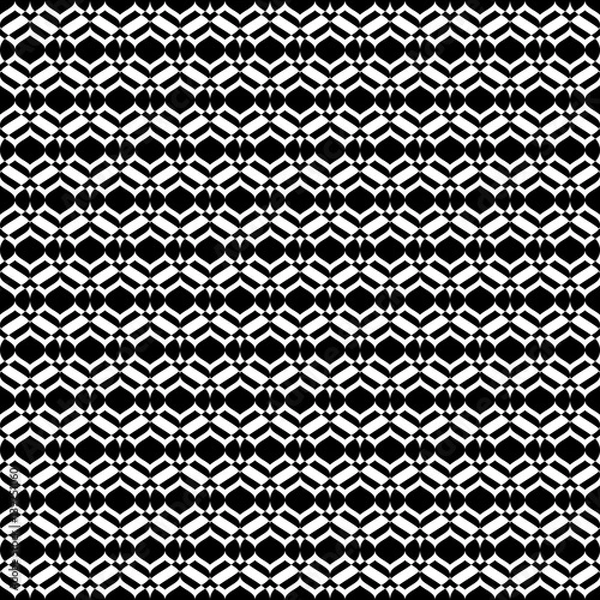 Fototapeta Vector monochrome seamless texture, abstract geometric pattern, smooth lines, geometrical shapes. Abstract design element for decor, prints, cover, package, textile, furniture, fabric. Black & white