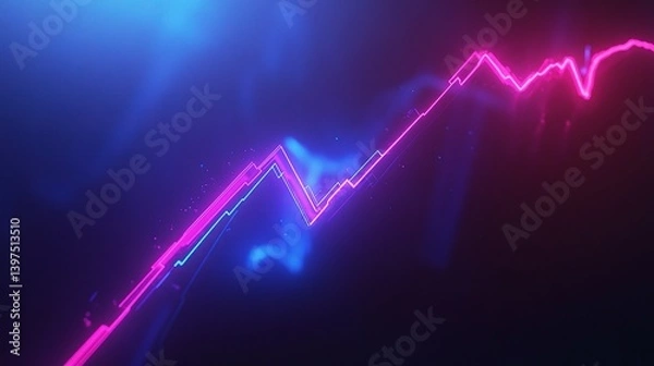Fototapeta Double Exposure of an Upward Trending Stock Market Graph Visualization