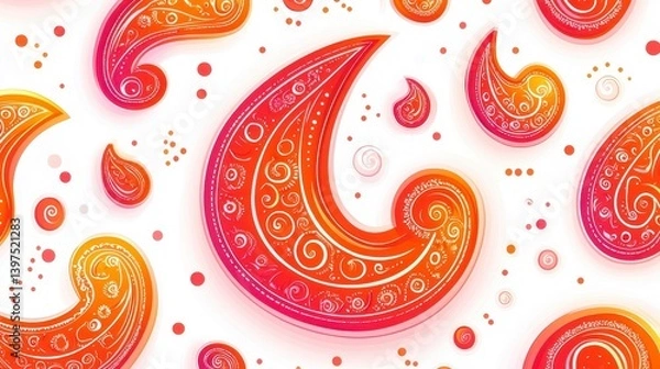 Fototapeta Ornate paisley pattern, vibrant colors, abstract design,  background image