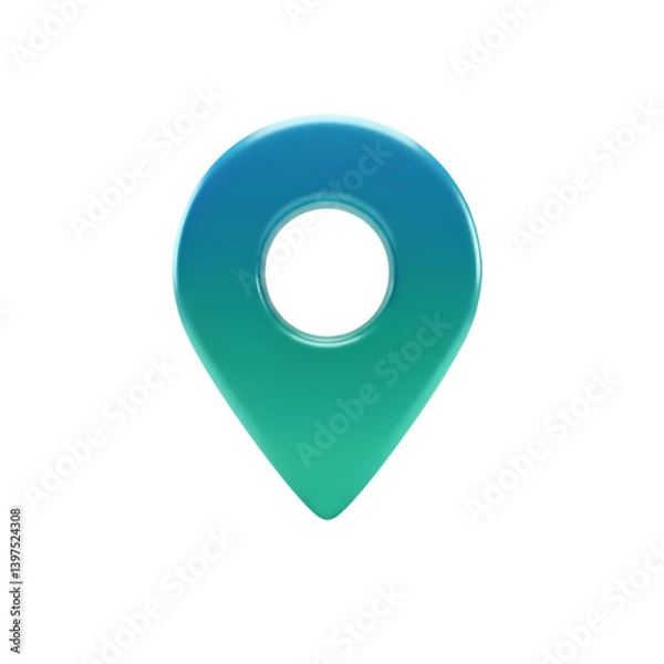 Fototapeta Teal Location Pin Icon GPS Map Marker on transparent background