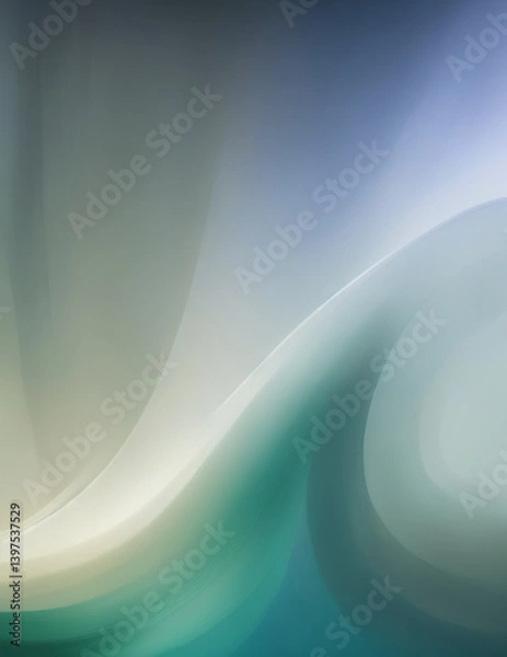 Fototapeta abstract blue background with waves - abstract light blue and green waves background - Generative AI
