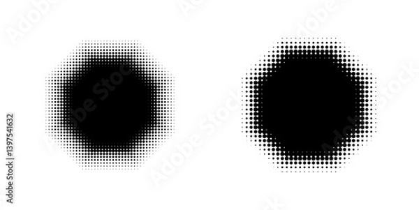Obraz Octagon Halftone Effect Gradient Vector Illustration set