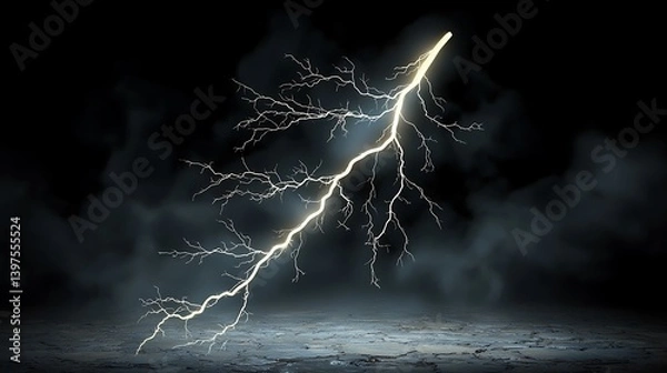 Obraz Realistic 3D Lightning Bolt: A high-quality 3D vector illustration a lightning bolt, rendered with realistic detailing.