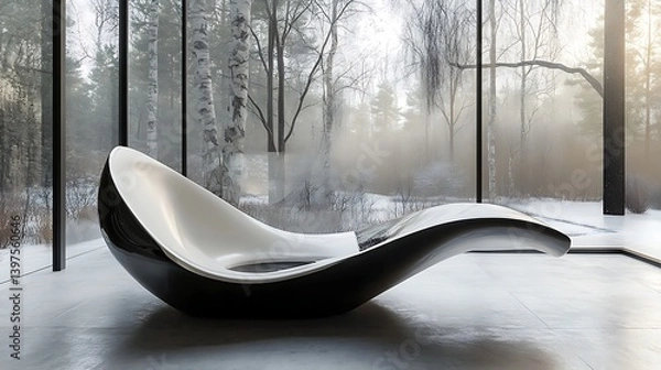 Fototapeta sleek futuristic seating design featuring smooth lines and innovative comfort in a modern environment ideal for cozy contemporary spaces and elegant lounge interiors
