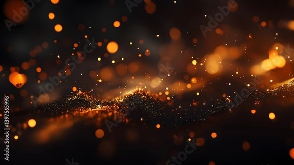 Fototapeta Abstract Sparkling Lights and Particles Over Dark Background