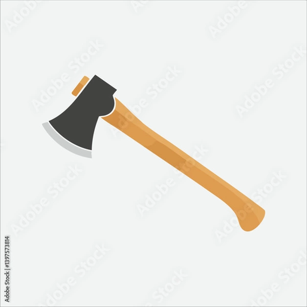 Obraz Wooden-handled axe vector illustration. Vector Image