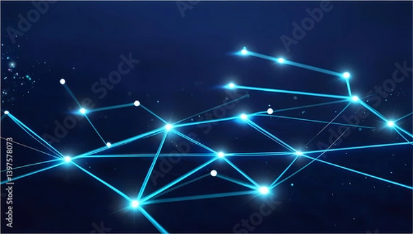 Fototapeta Luminous blue star-like nodes forming a recognizable pattern in space.